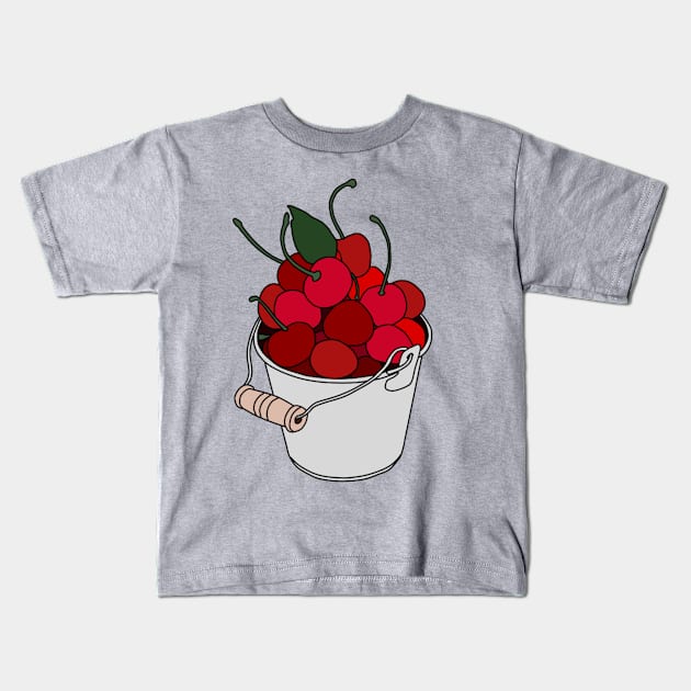 Bucket of cherries Kids T-Shirt by kaiserka-art